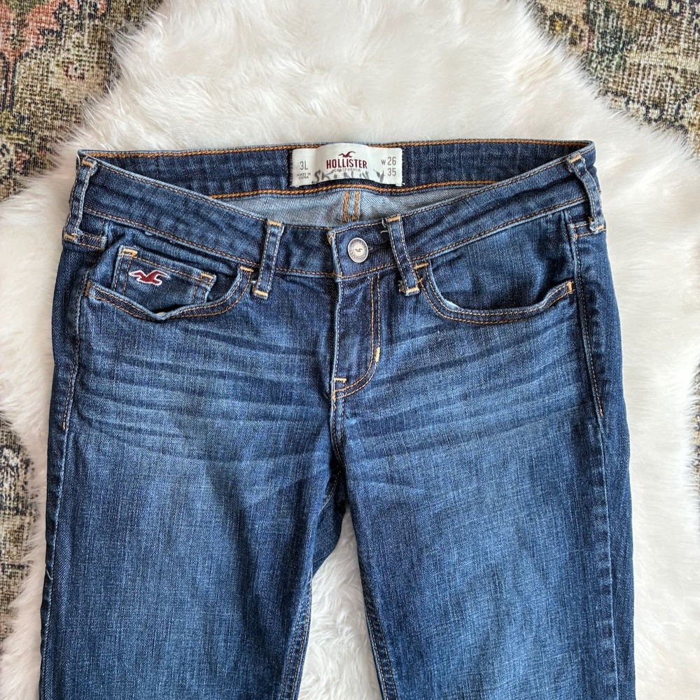 Hollister Tailored Skinny Jeans Dark Wash Y2K Low Rise Size 3L W26 x L35 Hemmed - Picture 2 of 15